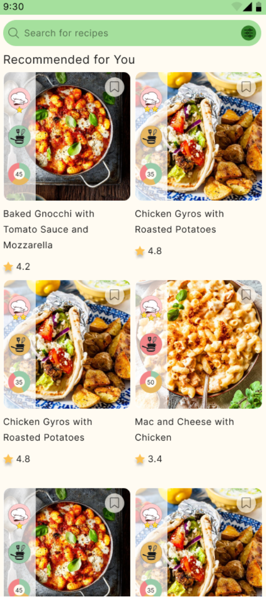 Carousel Layout of Recipes